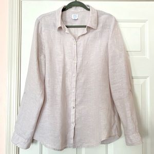 100% Linen Light Grey Button Up